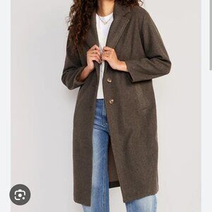 Old Navy Soft Brushed Long Overcoat, Women's S, Brown Heather